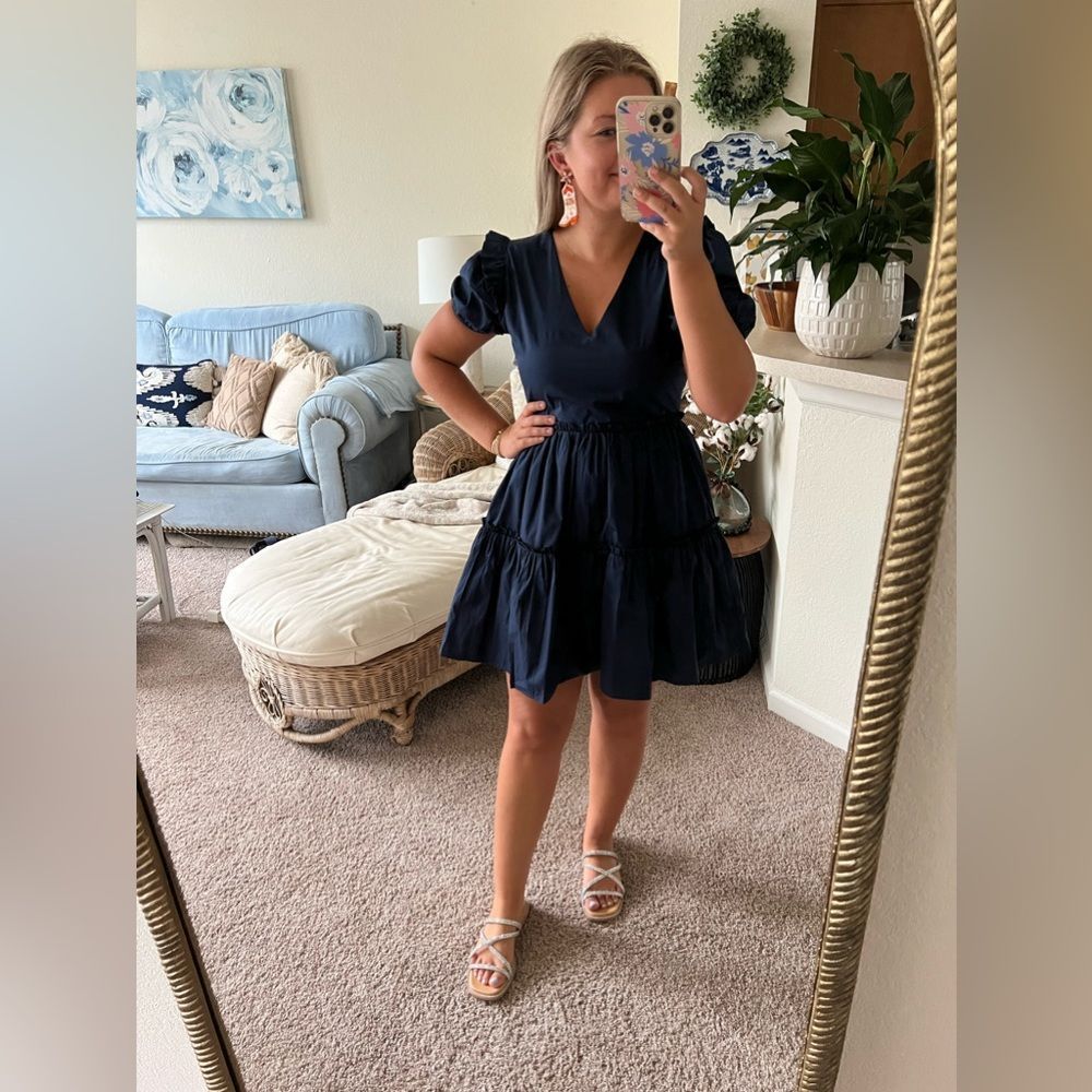 Collegiate Navy Poplin Mini Dress